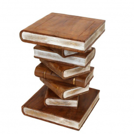 Wooden Book stack Lamp Table